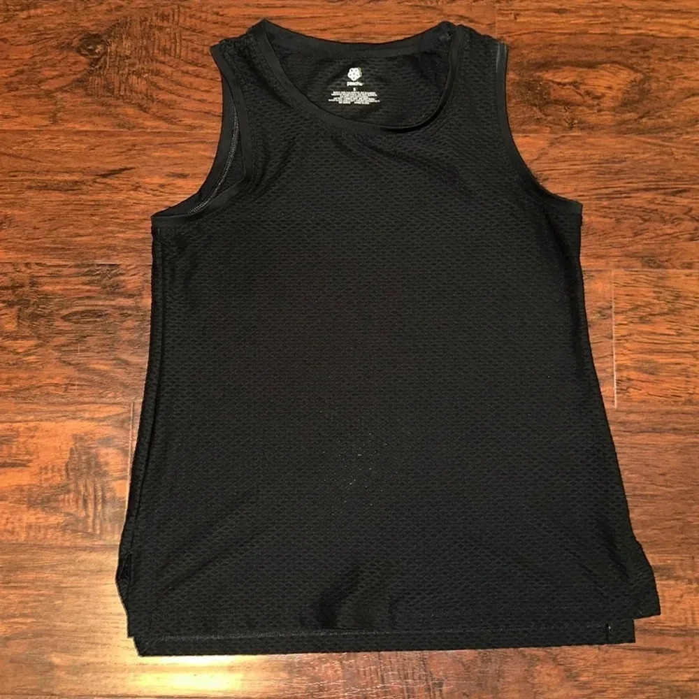 EUC Peach Black Sleeveless Mesh Top (S)